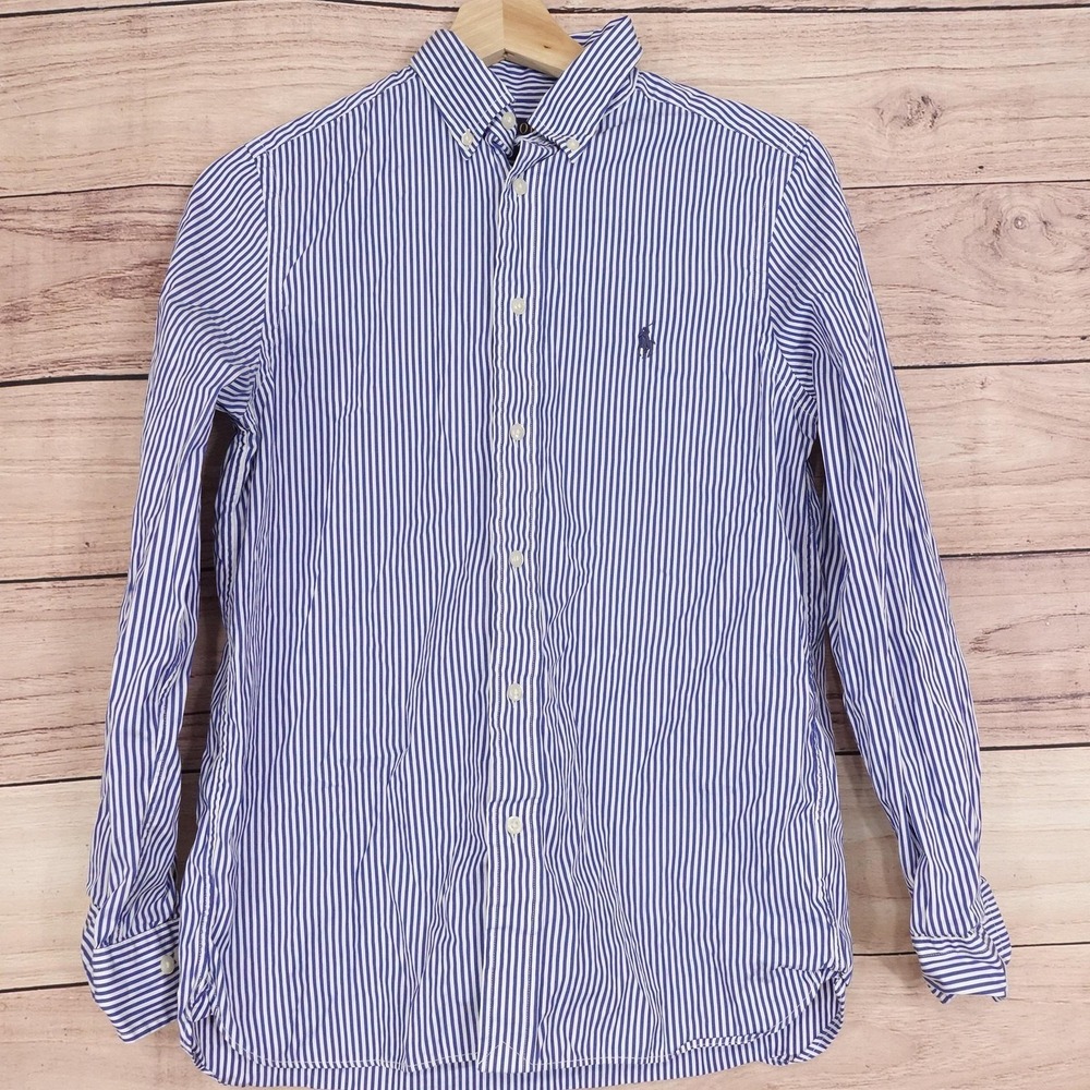 Polo Ralph Lauren Shirt Boys 18 Blue Long Sleeve Button Down Slim Fit Youth